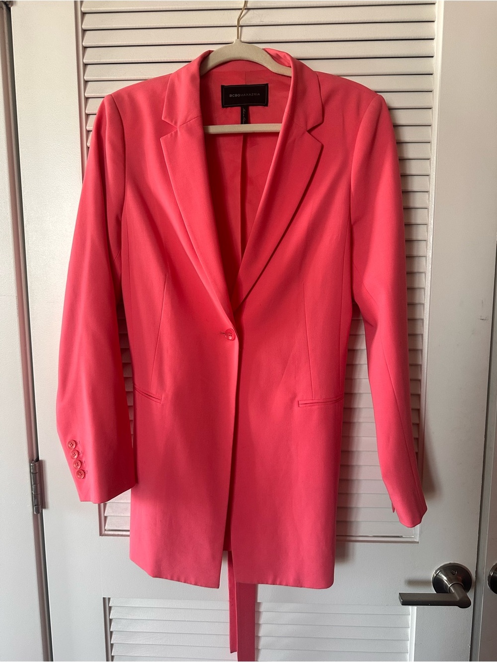 BCBGMaxAzria Coral Pink Long Blazer Jacket